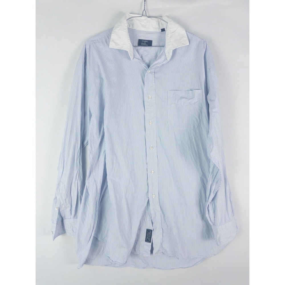 Gitman Bros for Paul Simon Striped Dress Shirt Mens 16.5x34 Blue White Preppy Ol